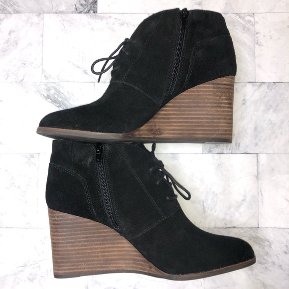 Lucky Brand Shoes - Lucky Brand Black Suede Wedge Booties NWOB